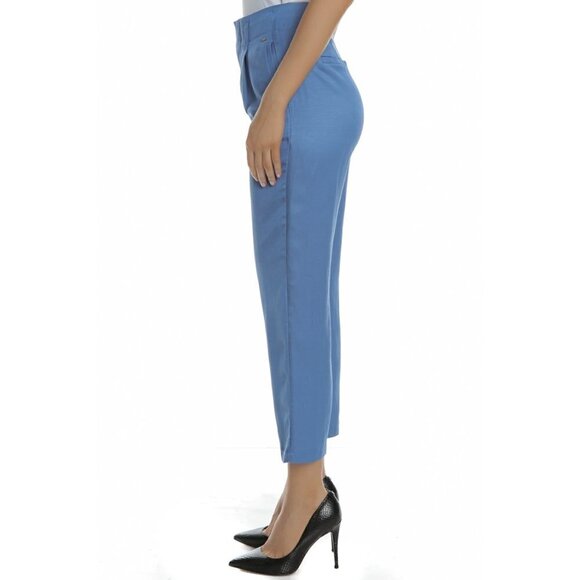 NWT Scotch & Soda blue linen blend cropped pleated trousers, M - Picture 7 of 12